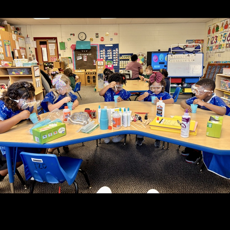Ms. Carrizales Pre-K class use their Science skills making slime today as they learned about their 5 senses.