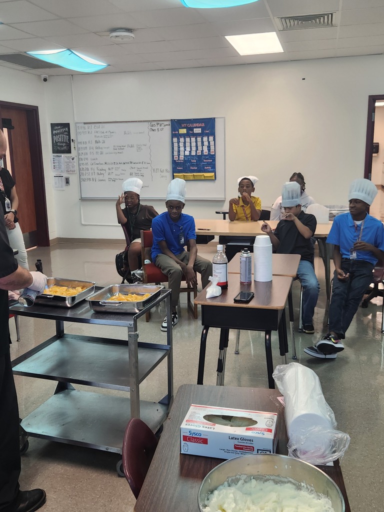 Today Life Skills class participated in a food service demonstration given by Justin Fincke. He made peaches and homemade whipped cream. The students received a certificate of participation in SRE's roving chef culinary class. Thank you Chef Justin!