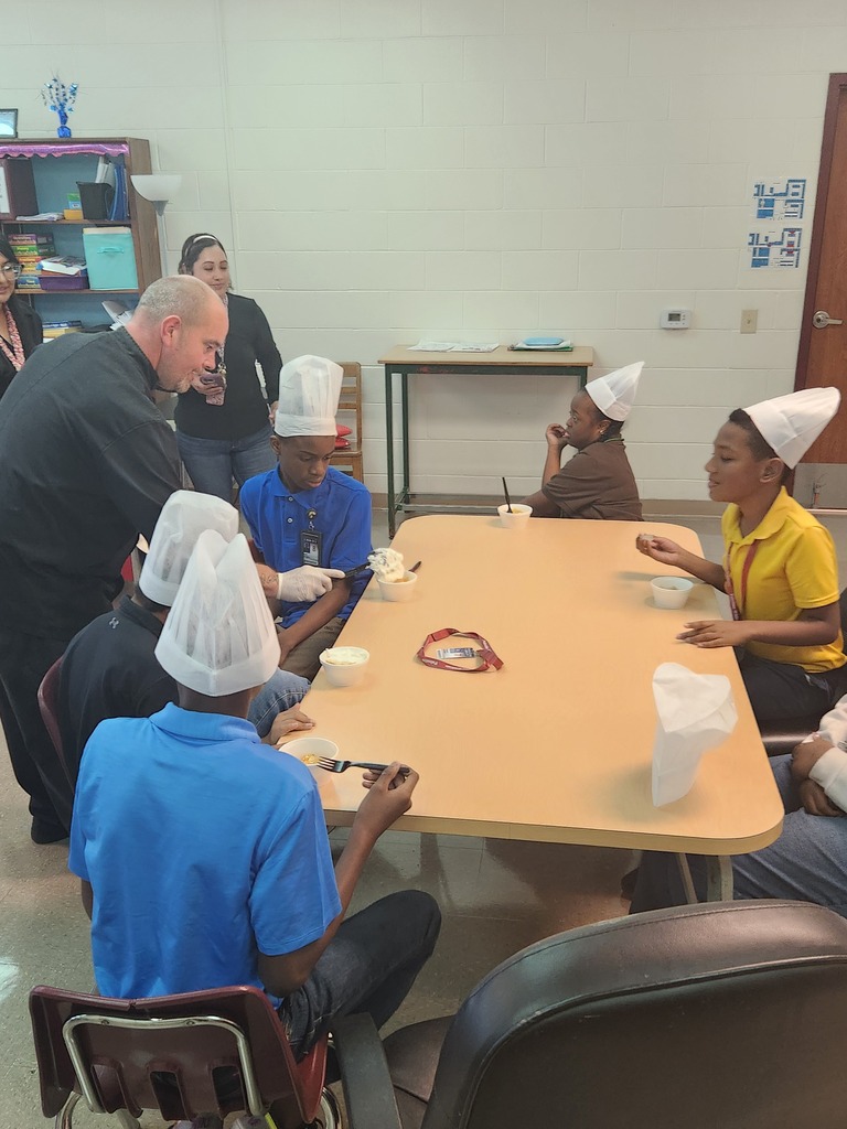 Today Life Skills class participated in a food service demonstration given by Justin Fincke. He made peaches and homemade whipped cream. The students received a certificate of participation in SRE's roving chef culinary class. Thank you Chef Justin!