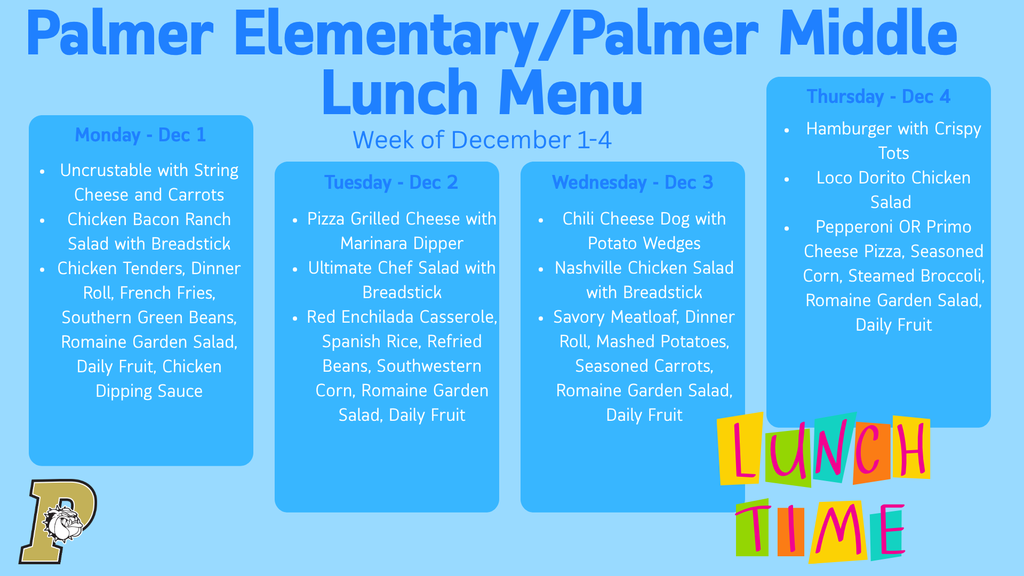 ESMS lunch menu dec 1-4