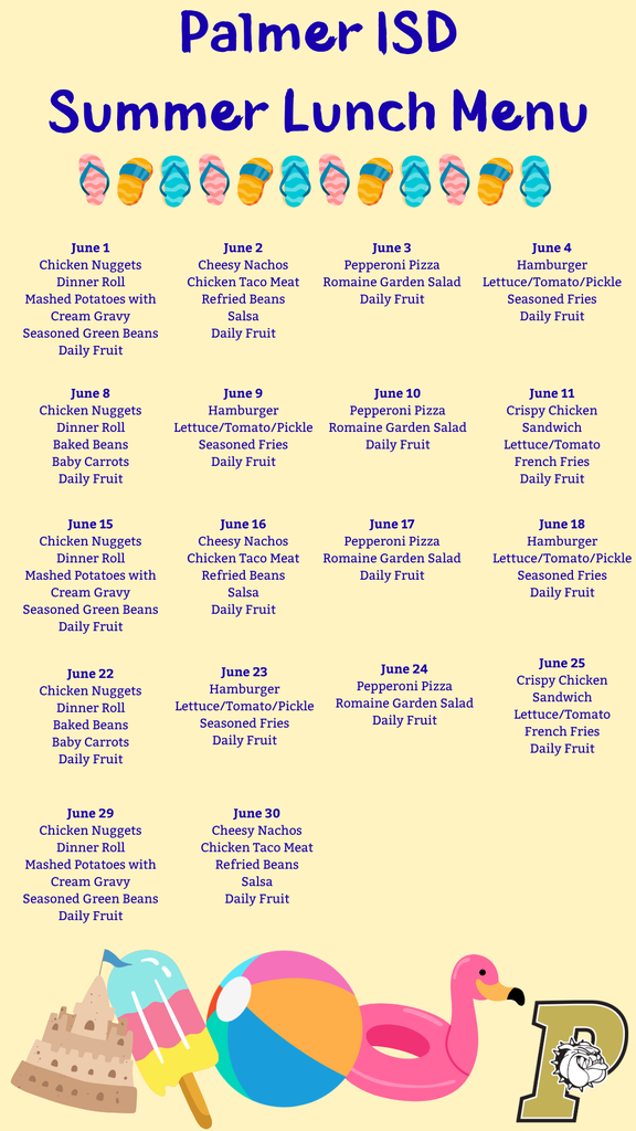 2026 summer lunch menu