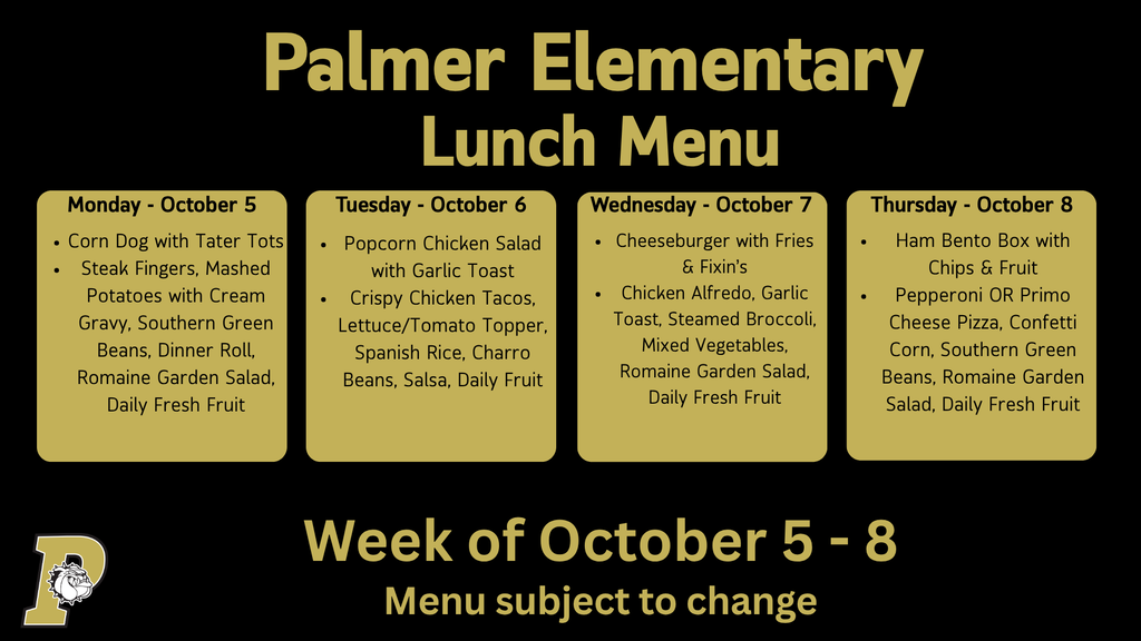es menu for October 5-8