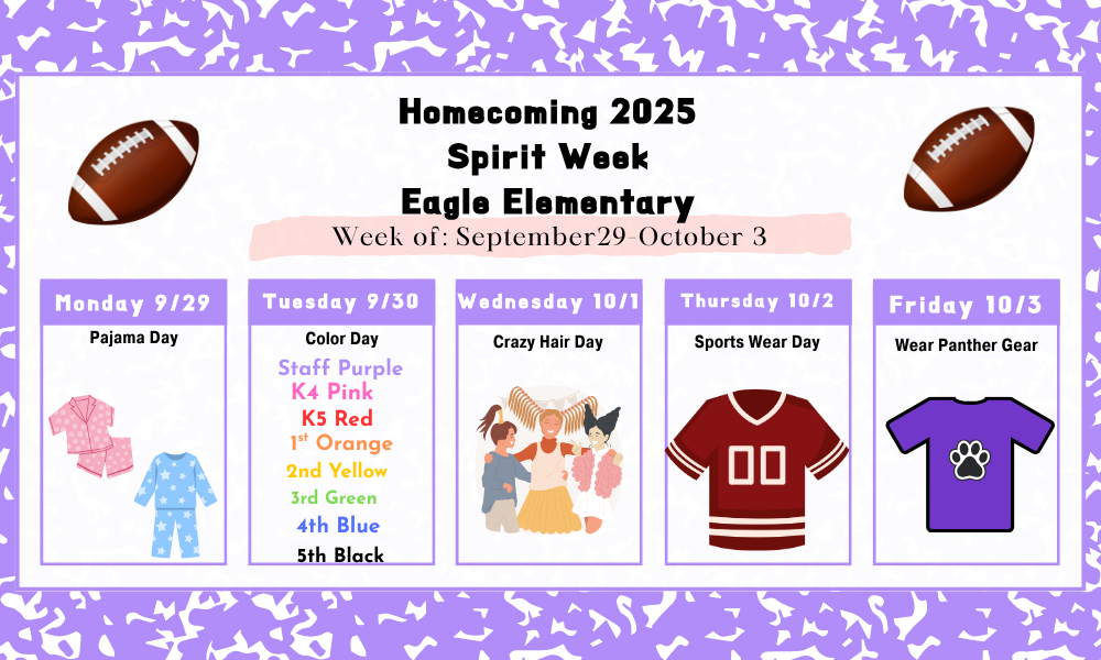 EES Homecoming Spirit Week September29-October 3
