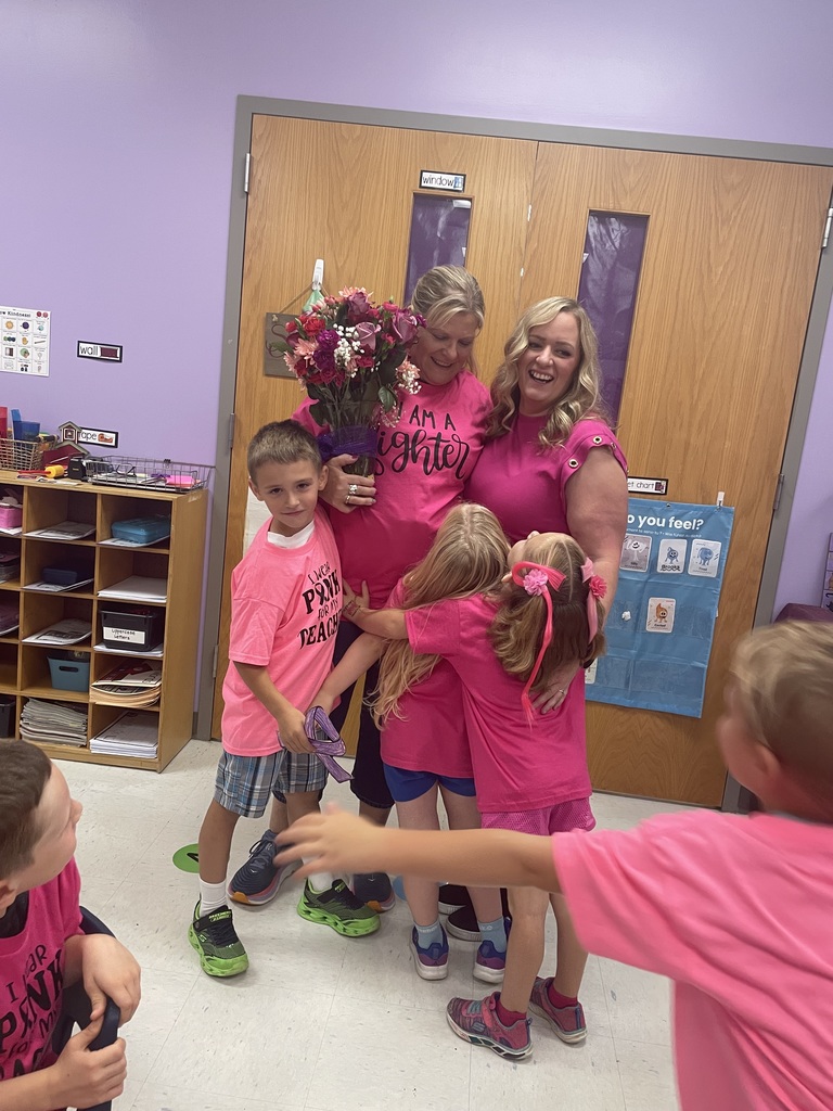 Mrs. Muth's class showing support for breast cancer! 