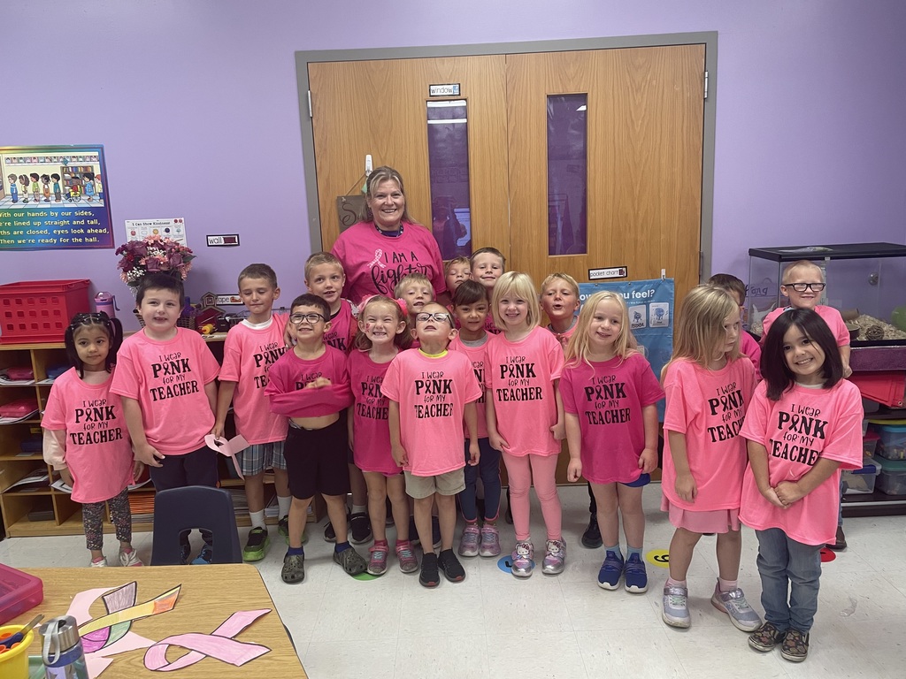 Mrs. Muth's class showing support for breast cancer! 