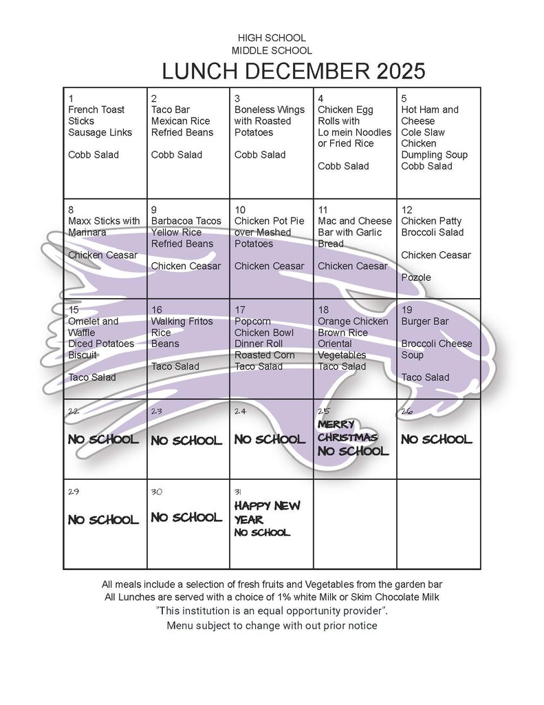 HS/MS Lunch December