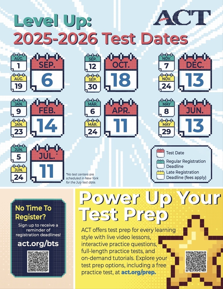 2025-2026 ACT Test Dates