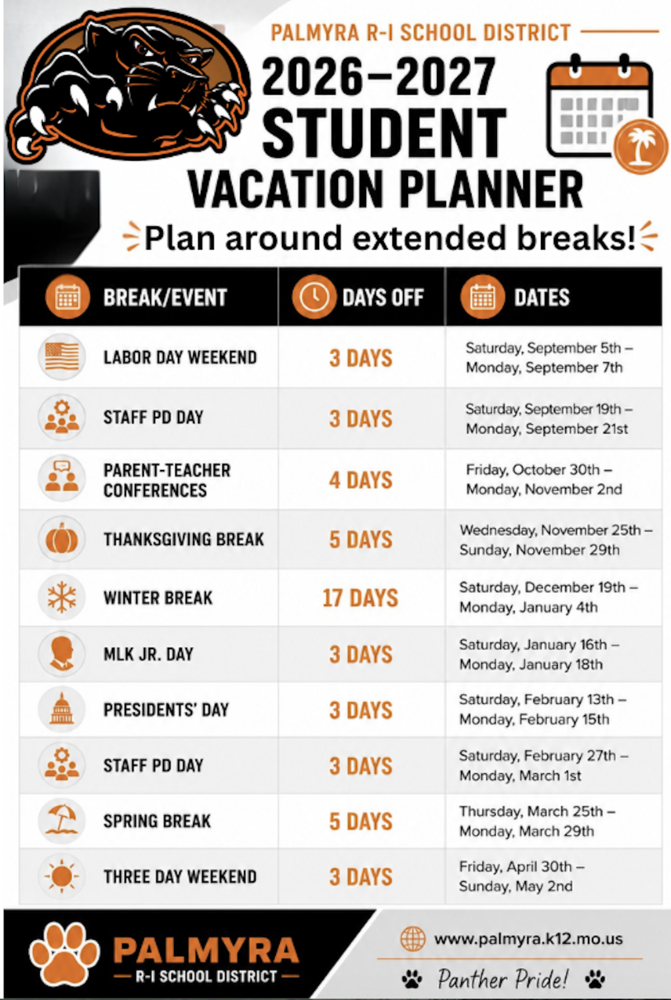 Student Vacation calendar