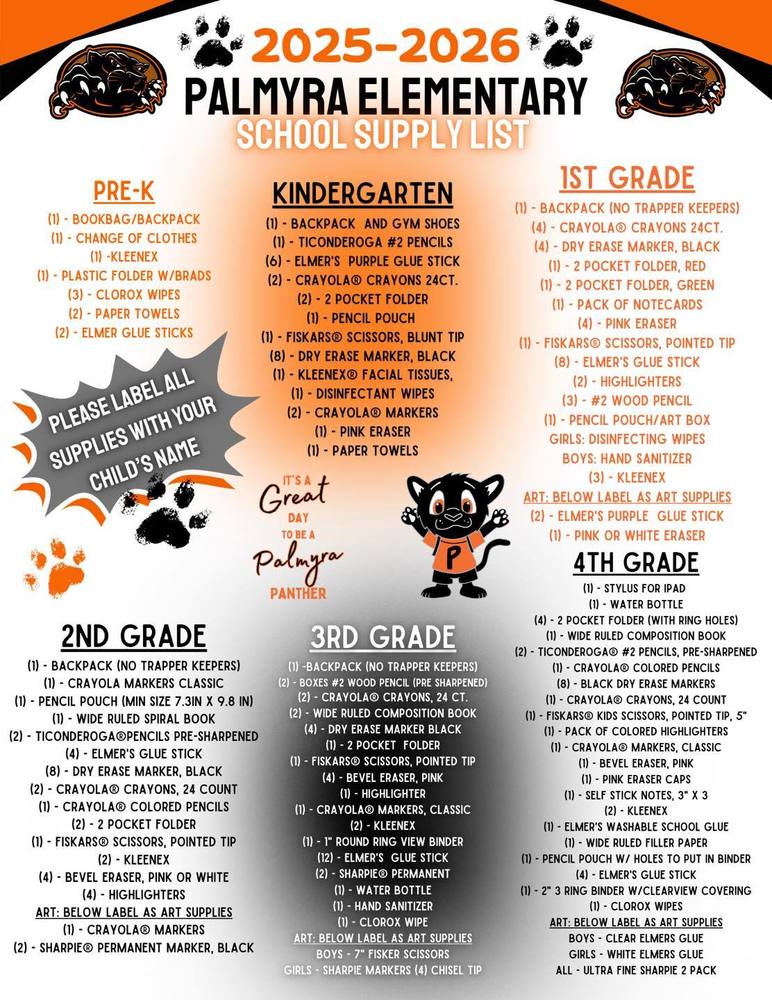 PES School Supply List