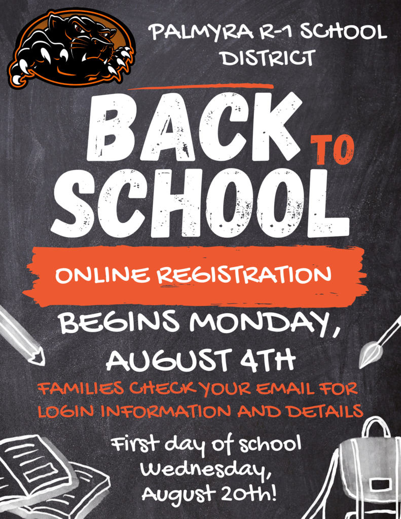 Back to school Online Registration Begins Monday, August 4th