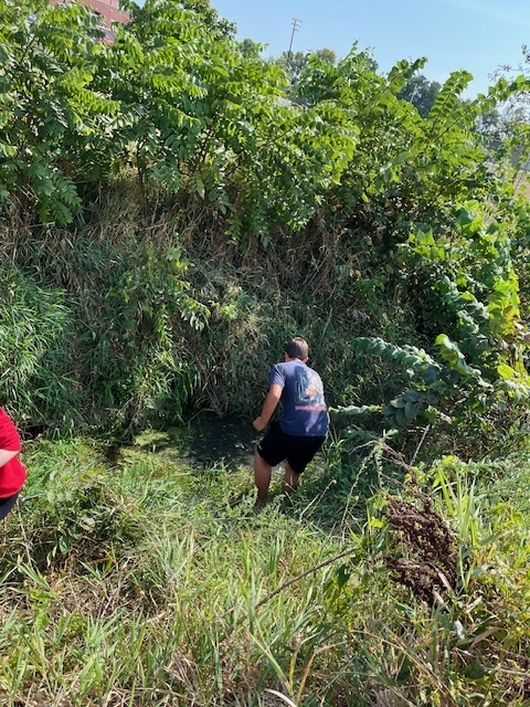 PACE class exploring the creek at middle school