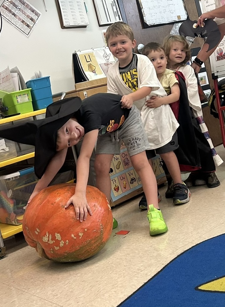 Prek students performing a play about pumpkins