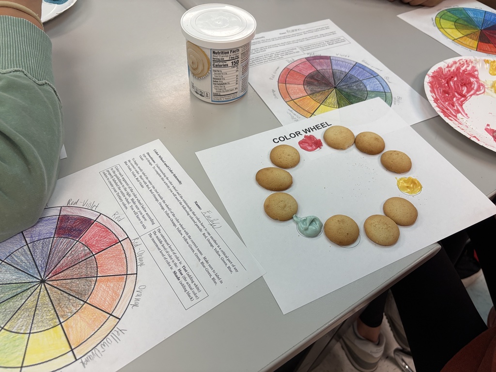 Fashion Design class works on color wheel edible creations