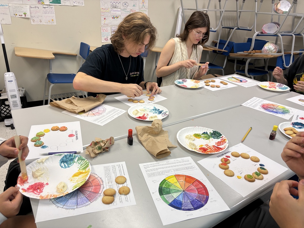 Fashion Design class works on color wheel edible creations