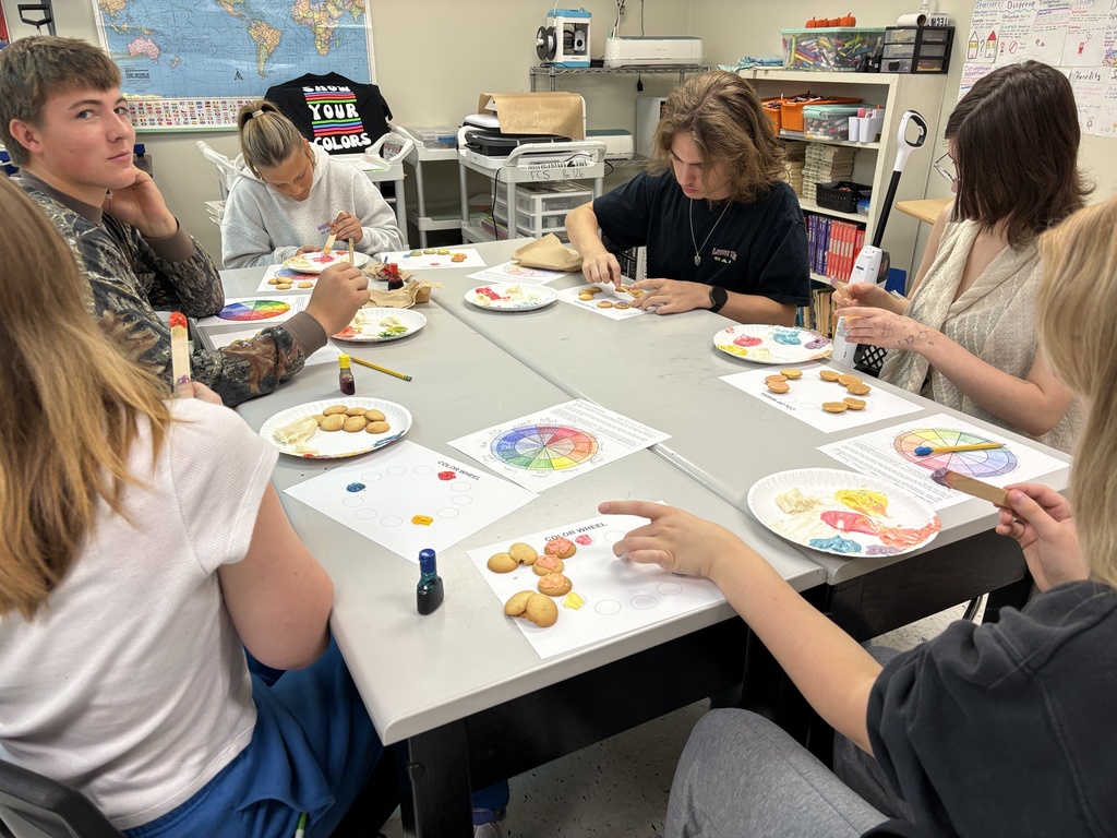 Fashion Design class works on color wheel edible creations