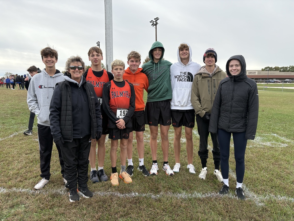 boys cross country team with Coach Harper and Coach Reid