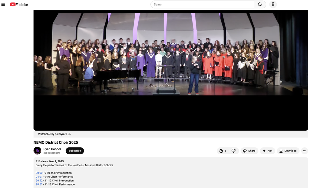 District Choir performance at Troy Buchanan