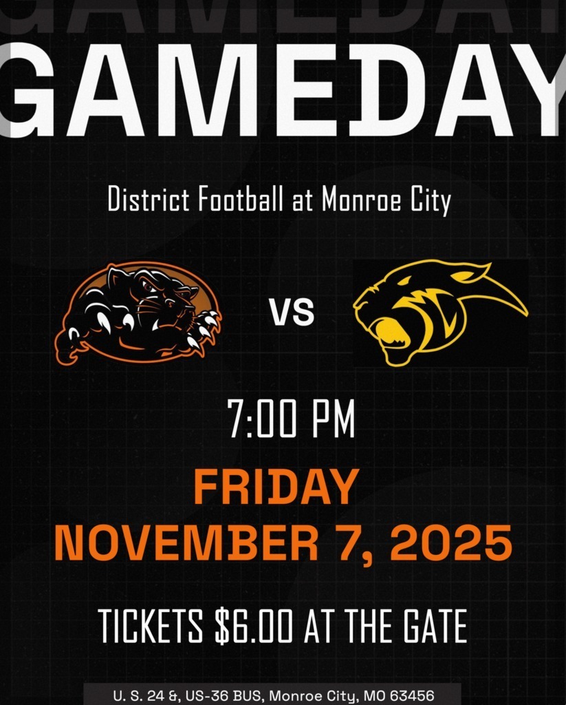 District football game at Monroe City, Friday, November 7th