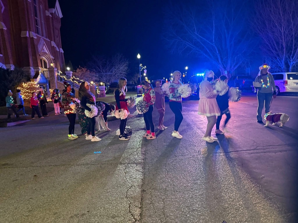 Poms march in Palmyra Lighted Parade