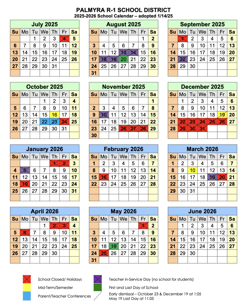 School calendar 2025-2026