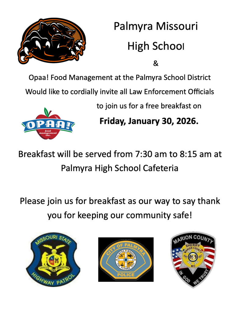 OPAA Law enforcement breakfast, Friday, January 30th at 7:30 am