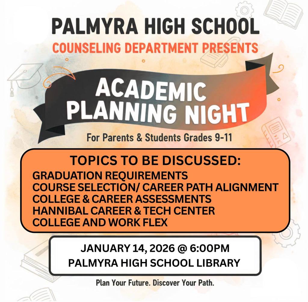 Academic planning night January 14, 2026 at 6 pm