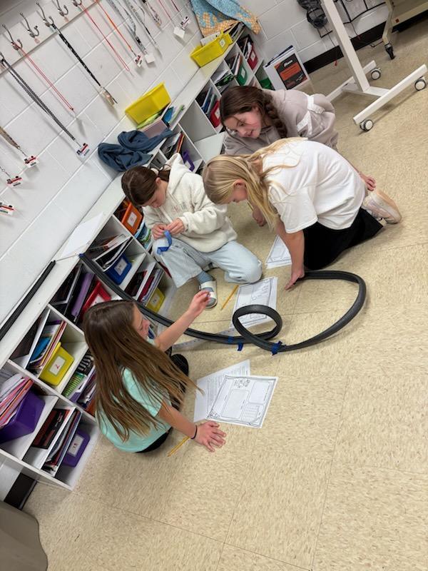 PES 4th grade science club meeting, learning about Marble Coasters