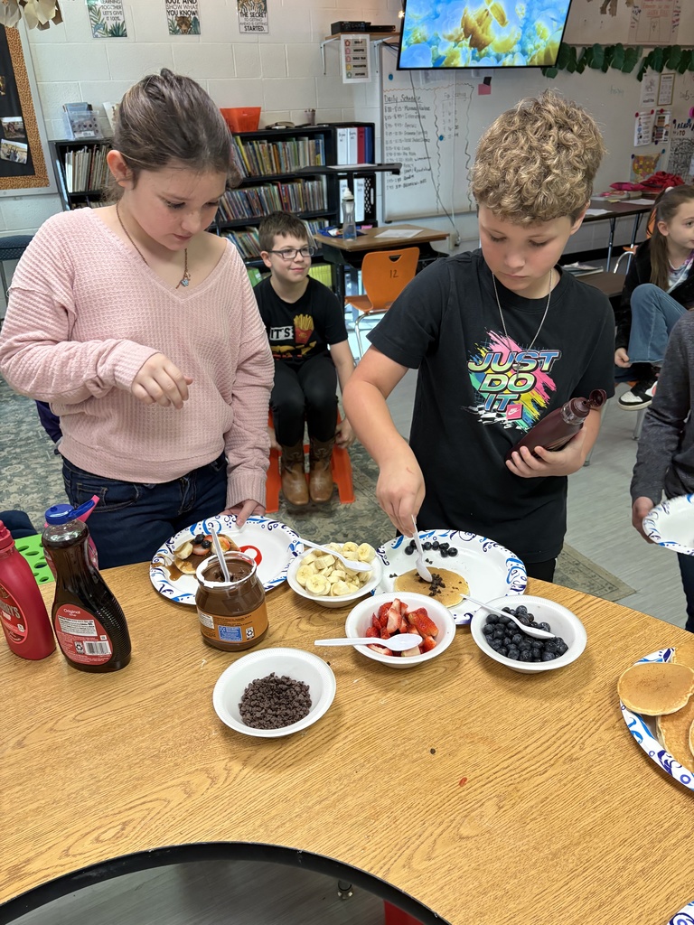 4th graders celebrate with a pancake party