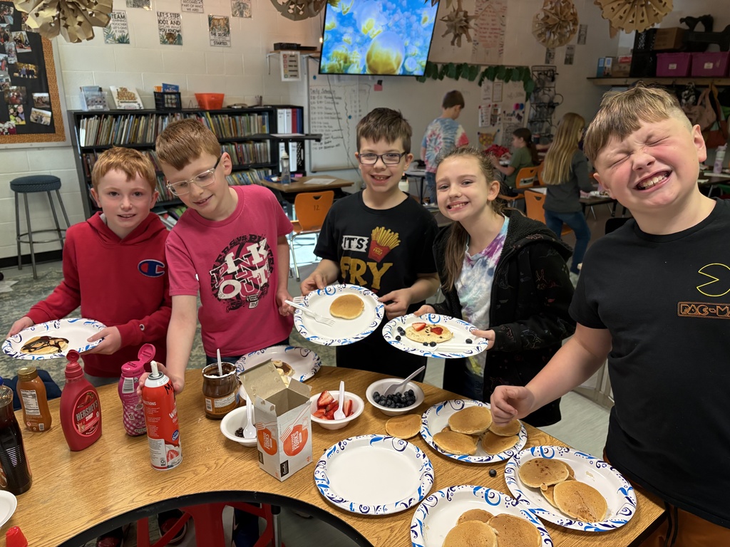 4th graders celebrate with a pancake party