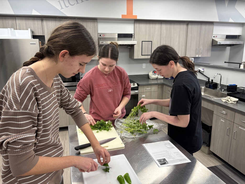 Foods class learns proper knife handling skills and make mango salsa