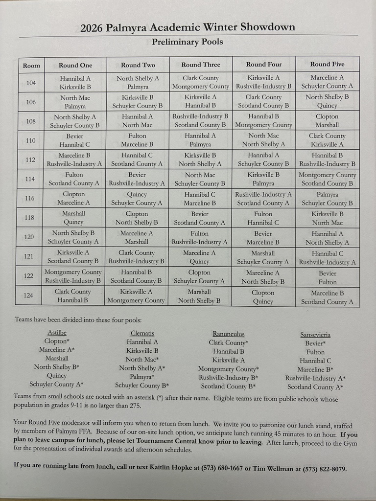 PAWS Tournament pool play schedule