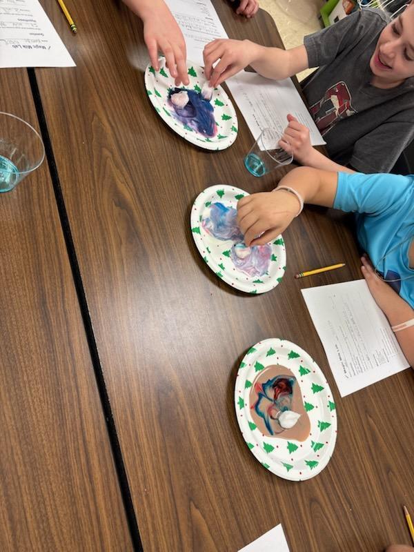 4th grade science club experimenting with milk