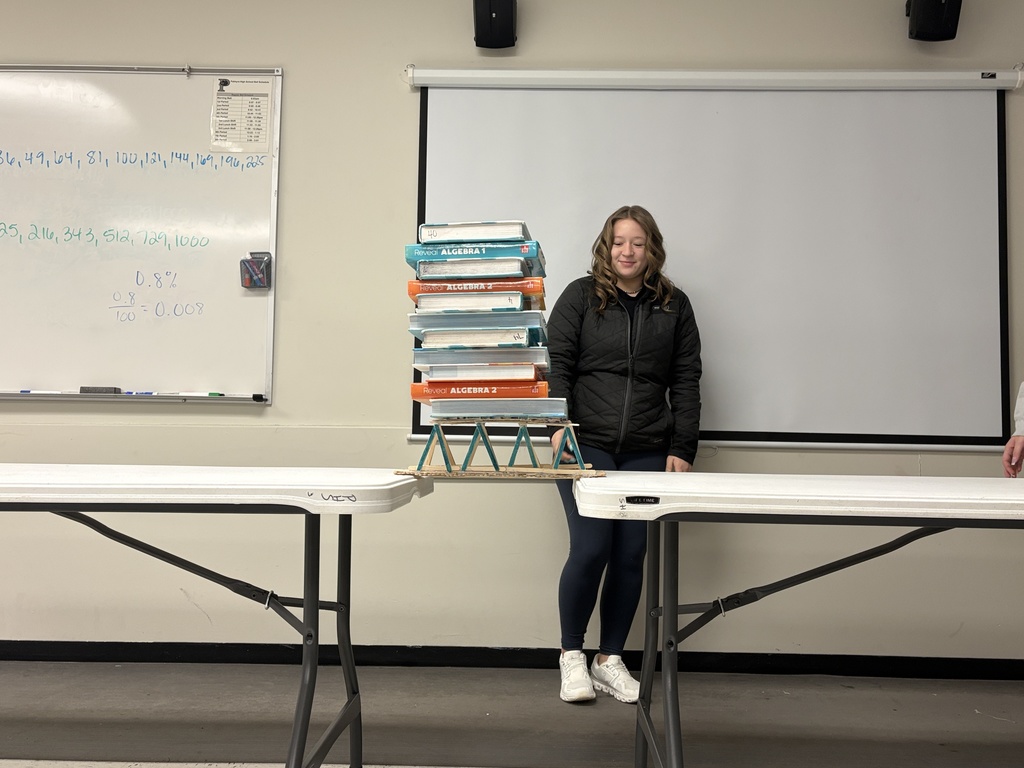 College prep math students building bridges