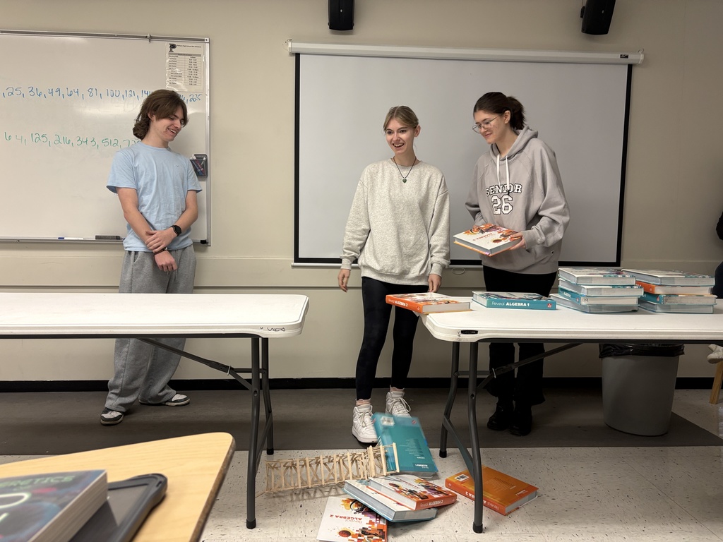 College prep math students building bridges