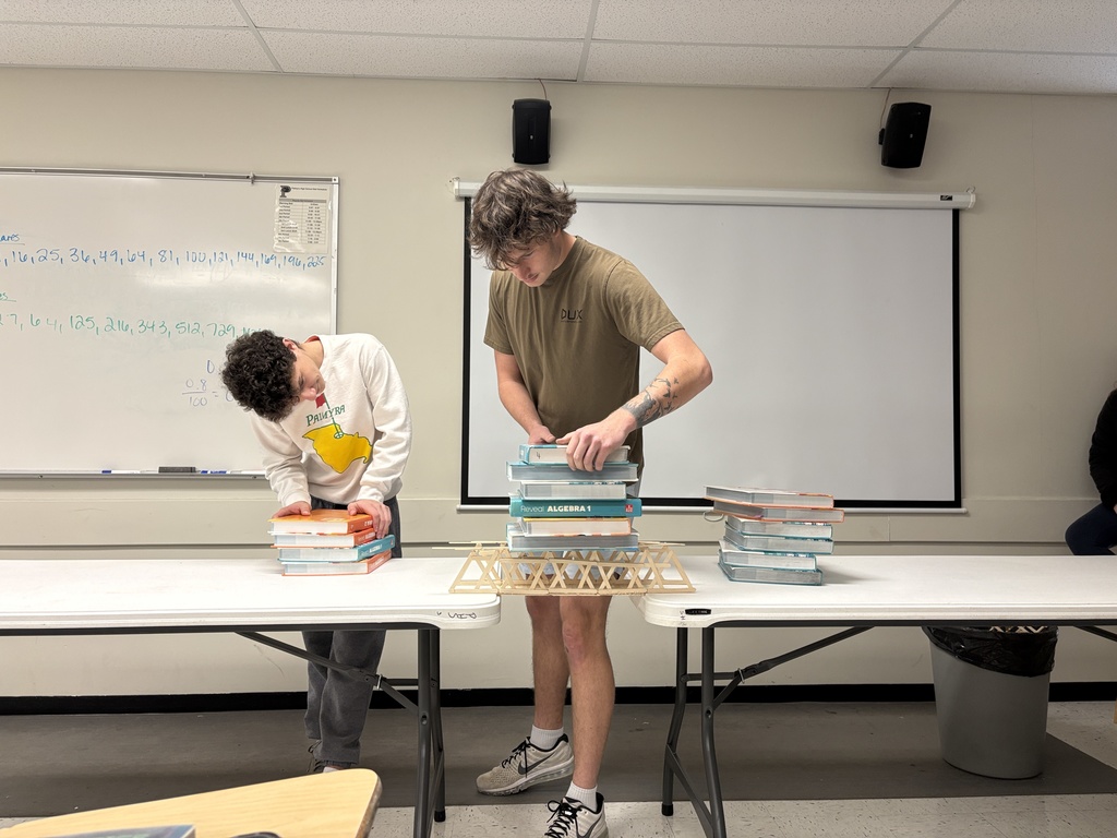College prep math students building bridges