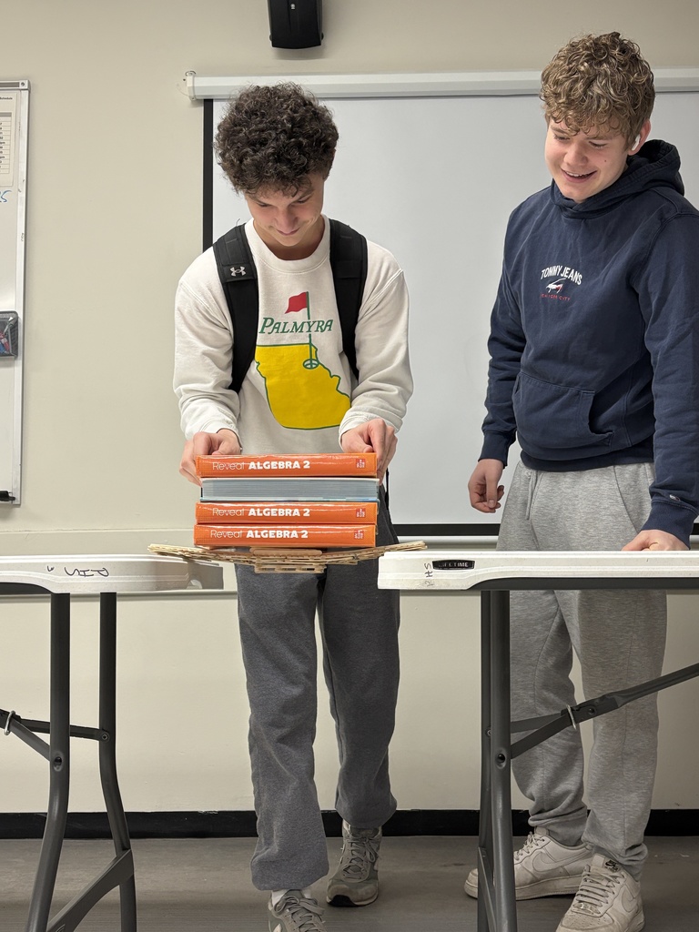 College prep math students building bridges