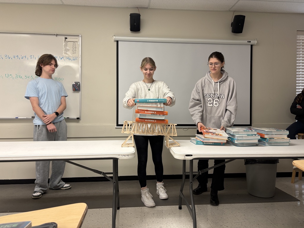 College prep math students building bridges