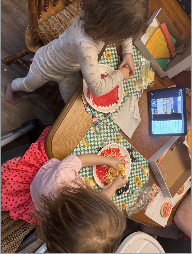 PAT pizza party online group connection at home participants