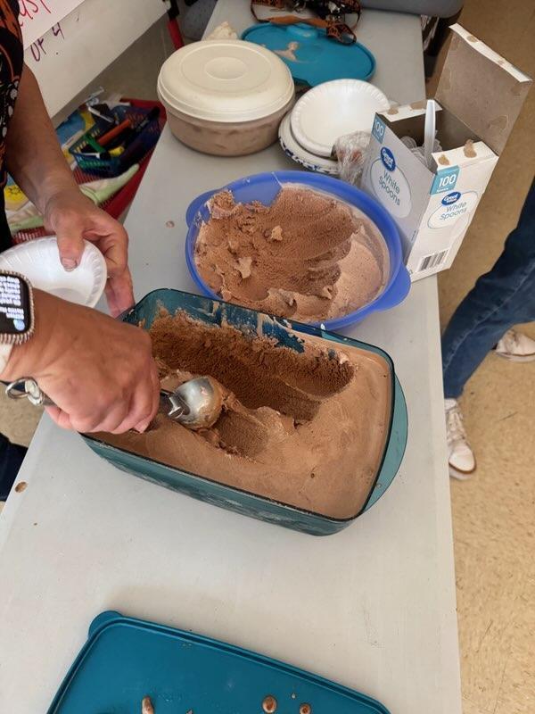 Students in Mrs. Eagan's class made ice cream