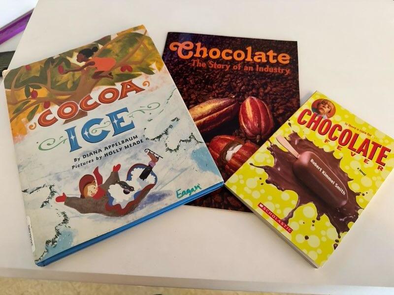 Books used in the cocoa and chocolate lesson