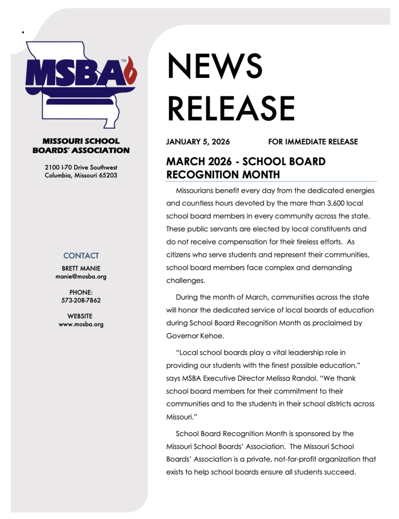 MSBA New Release March 2026 School Board Recognition Month