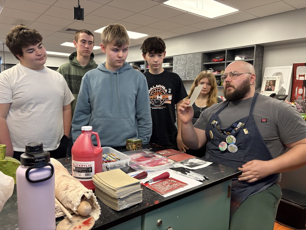 linoleum carving project in intro to art