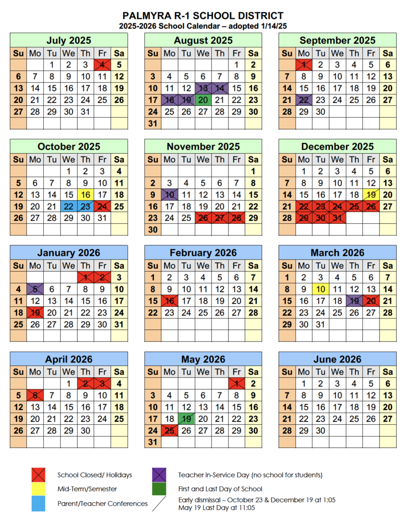 School calendar 2025-2026