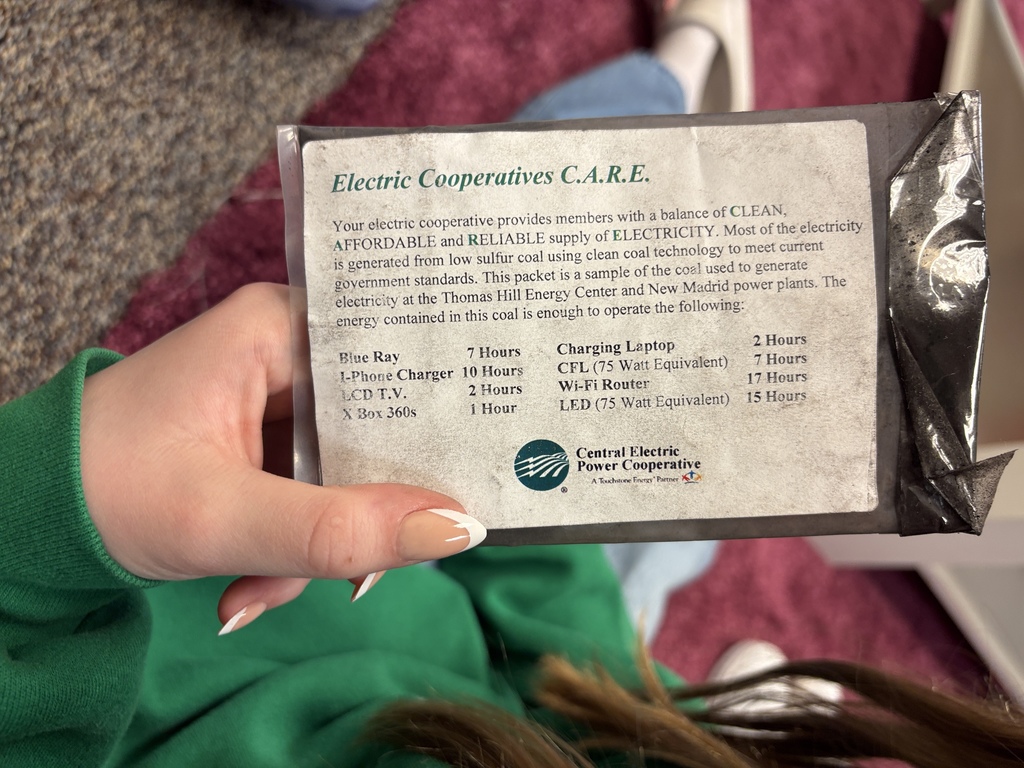 Energizing Safety demonstration at Middle School - coal sample