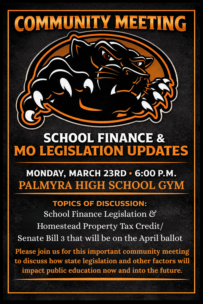 School finance and MO Legislation updates, Monday, March 23rd at 6 pm PHS