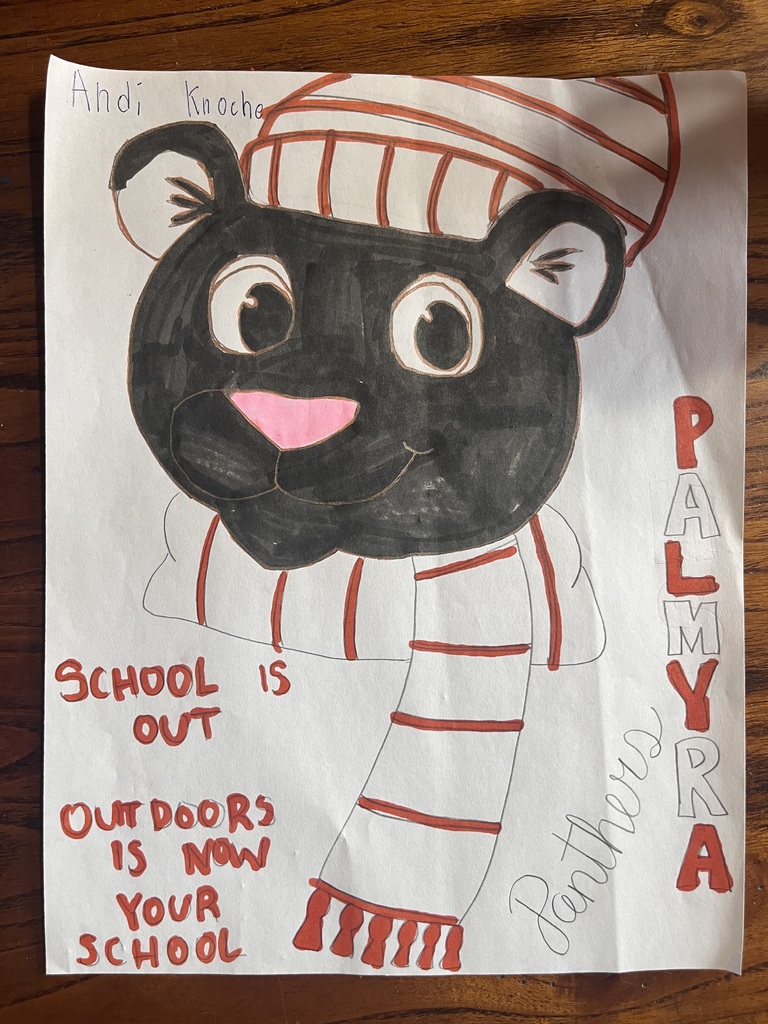 Snow day graphic, Cartoon panther, School is out, outdoors is now your school, Palmyra Panthers