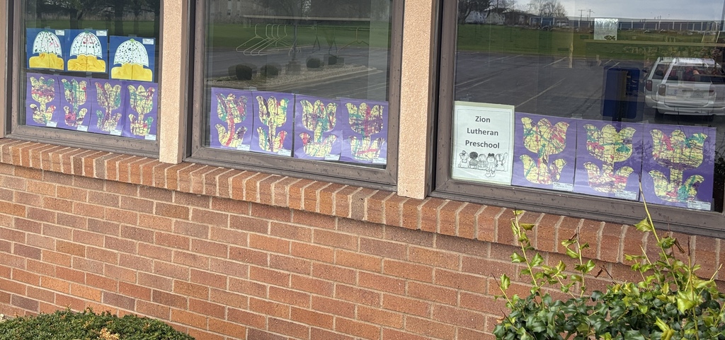 Artwork flowers painted by early childhood students at Zion Lutheran Preschool