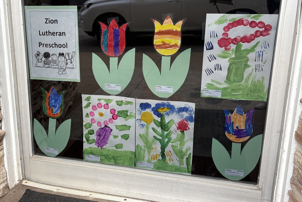 Artwork flowers painted by early childhood students at Zion Lutheran Preschool