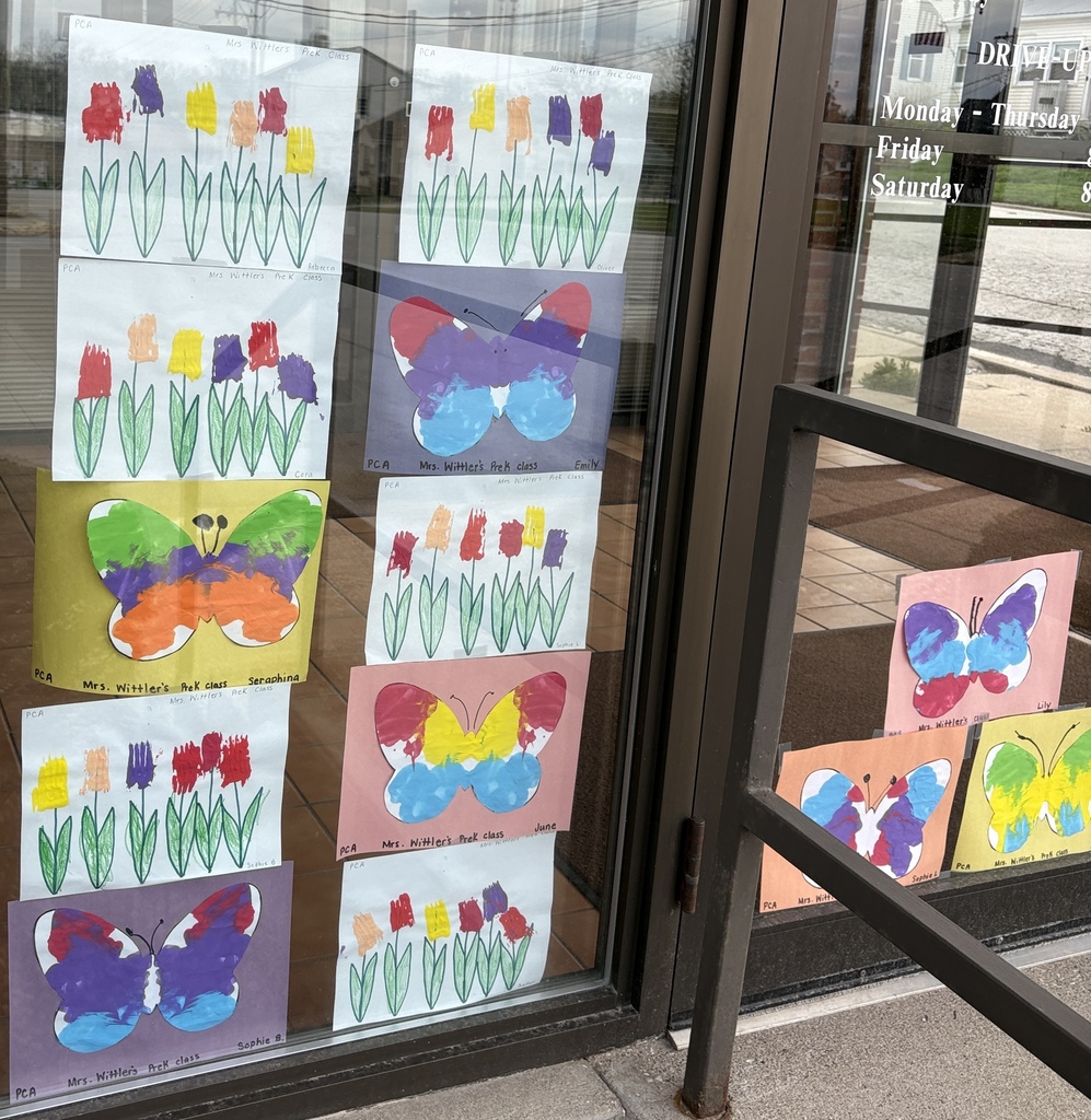 Artwork flowers painted by early childhood students