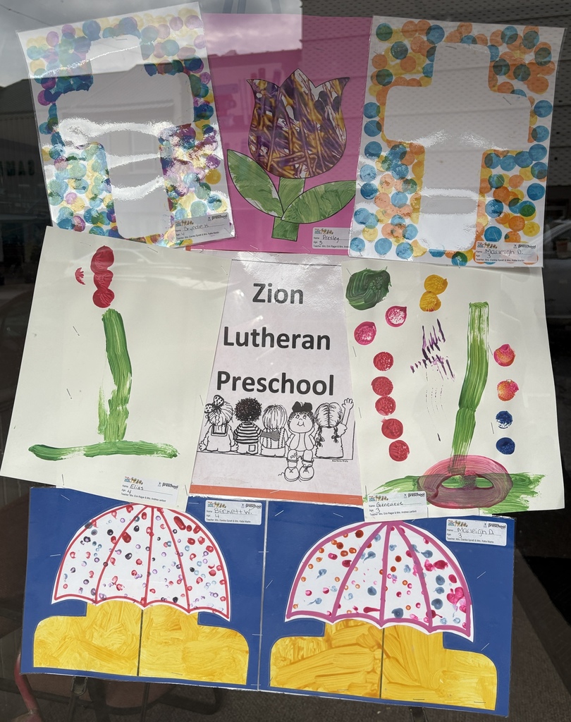 Artwork flowers painted by early childhood students at Zion Lutheran Preschool